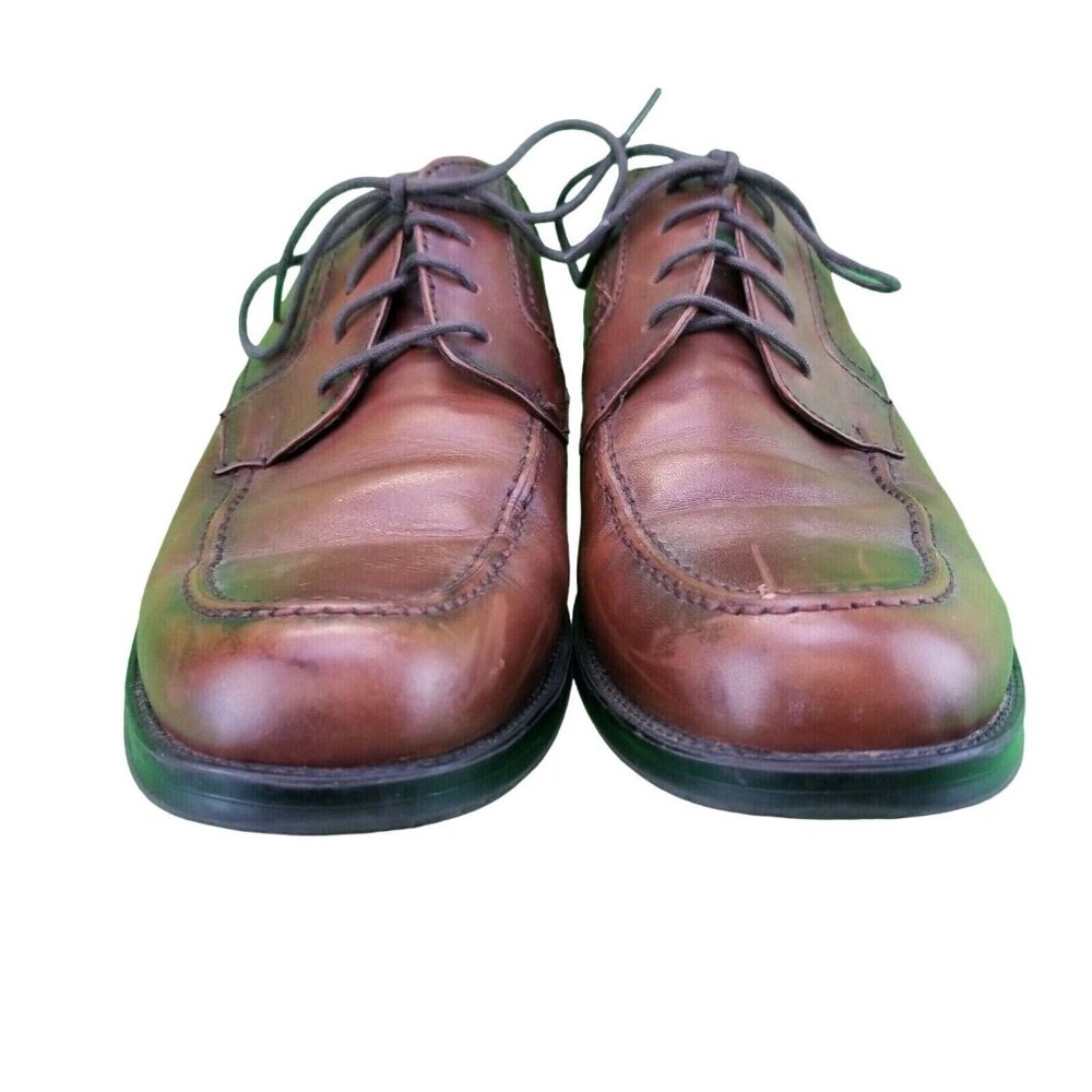 ✅Mens 10.5M Chaps Oxfords Brown Leather Lace up Apron Toe Stitch  Dress Shoes - Picture 10 of 16